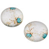 Cabochon round 18mm - Ivory with flowerprint