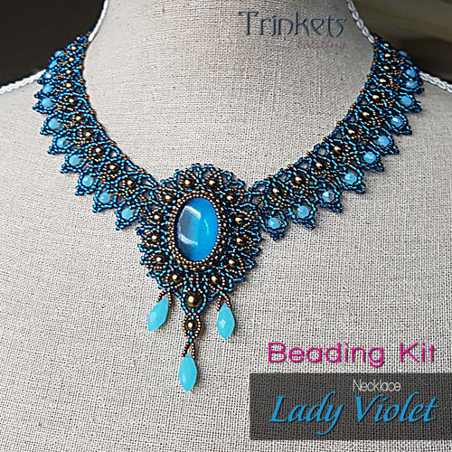 Beading kit for necklace 'Lady Violet' - Petrol